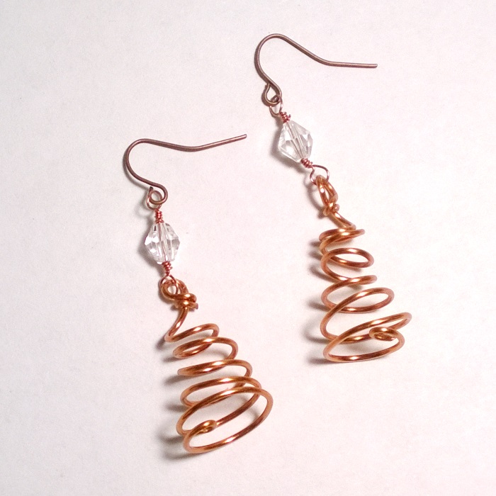 Copper Spiral Tree Earrings